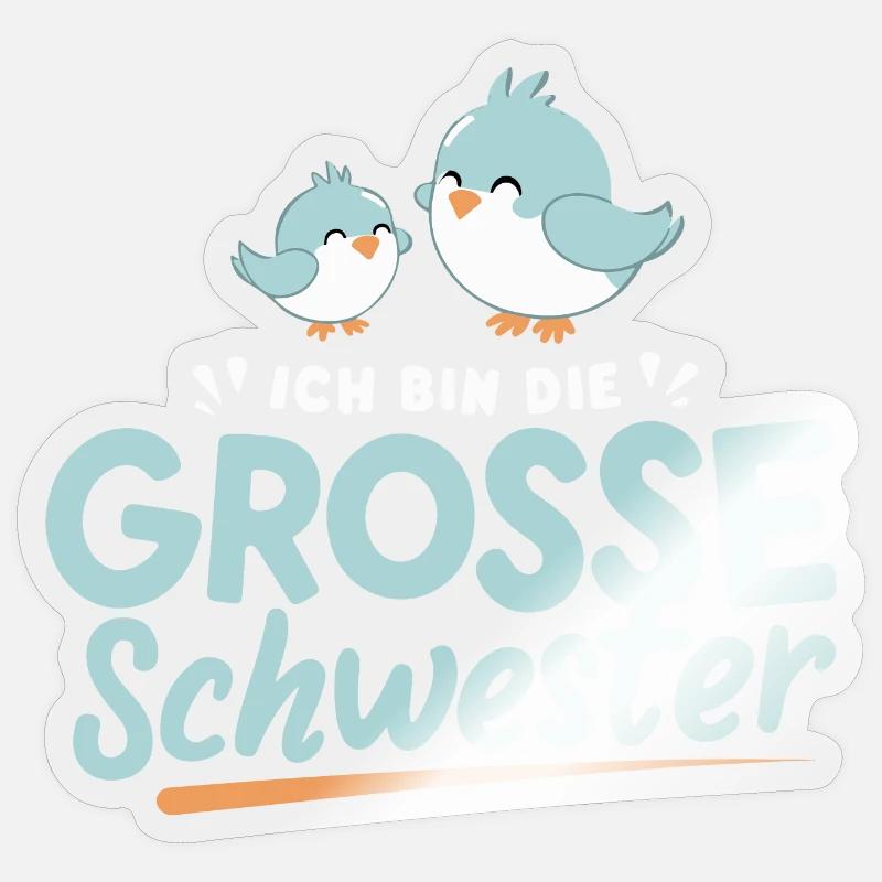 Große Schwester Vogel-Geschenk - Sticker Größe S (10 x 10 cm) - Transparent glänzend