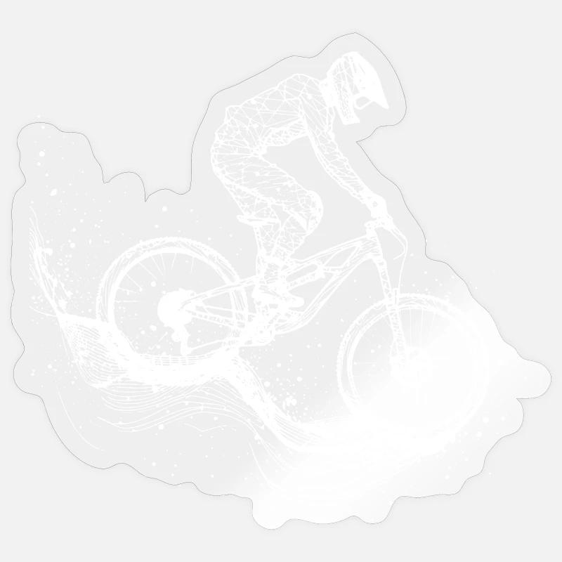 Mountain Biking Drawing - Sticker size S (10 x 10 cm) - transparent glossy