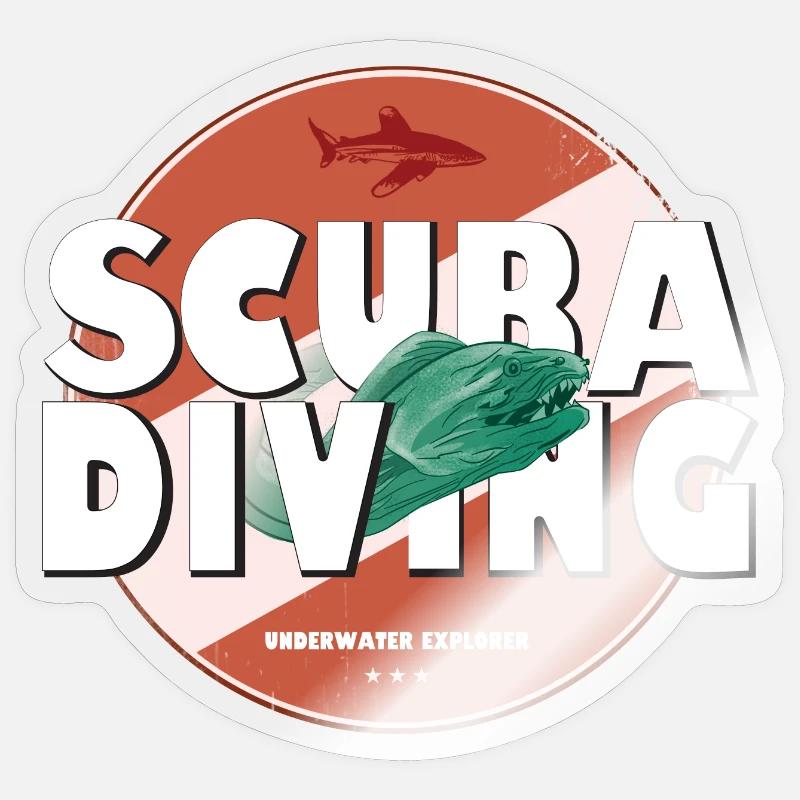 Scuba Diving Patch Logo with Moray Eel Sticker size S (10 x 10 cm)