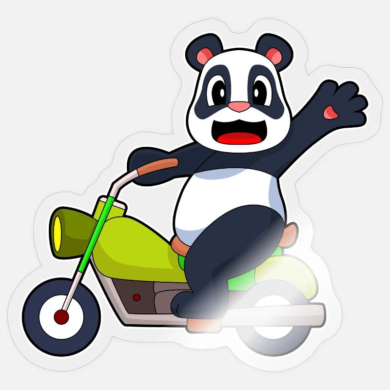 Panda Motorrad - Sticker Größe S (10 x 10 cm) - Transparent glänzend