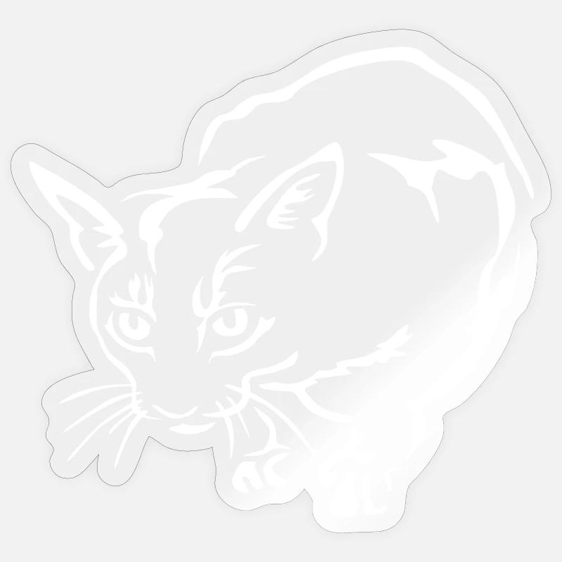 Chat Abyssiner « Édition Noire » - Sticker taille S (10 x 10 cm) - brillant transparent