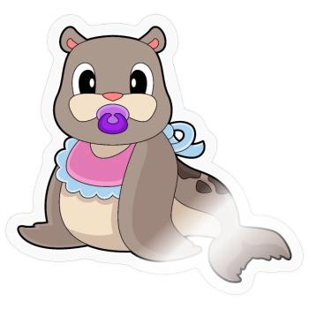 Seehund Baby Lätzchen Schnuller - Sticker Größe S (10 x 10 cm) - Transparent glänzend - Vorne