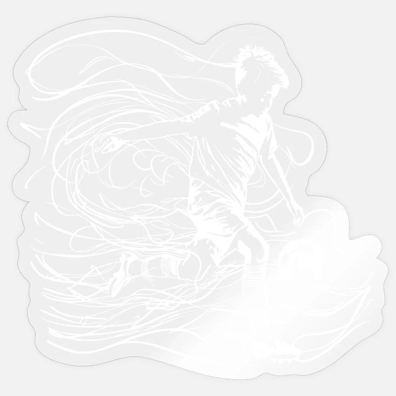 Dessin de garçon de football - Sticker taille S (10 x 10 cm) - brillant transparent