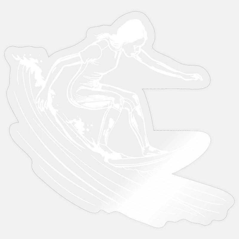 Surfen Mädchen - Sticker Größe S (10 x 10 cm) - Transparent glänzend