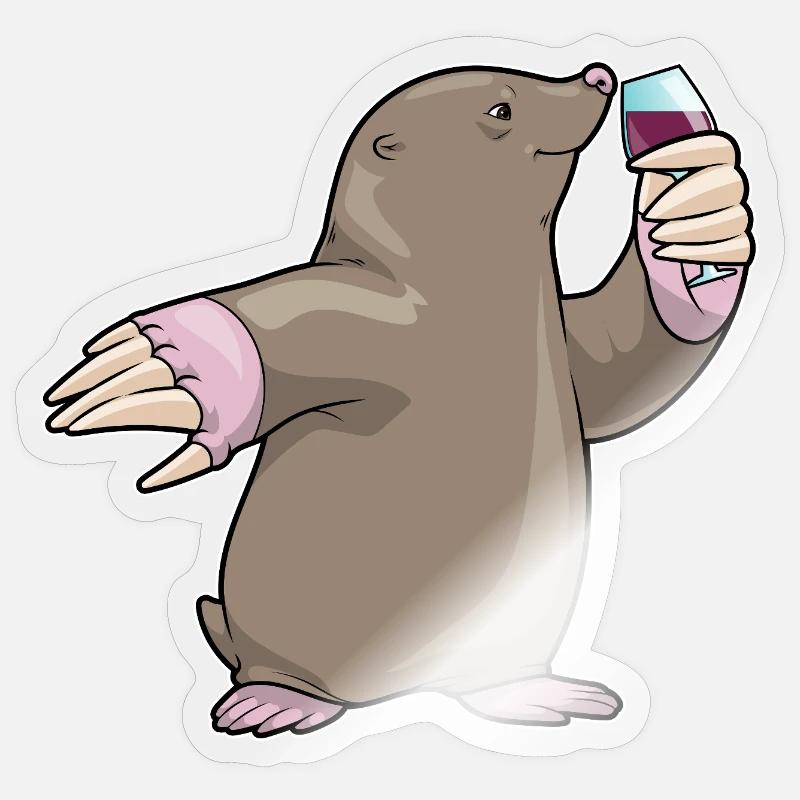Vin rouge Mole - Sticker taille S (10 x 10 cm) - brillant transparent