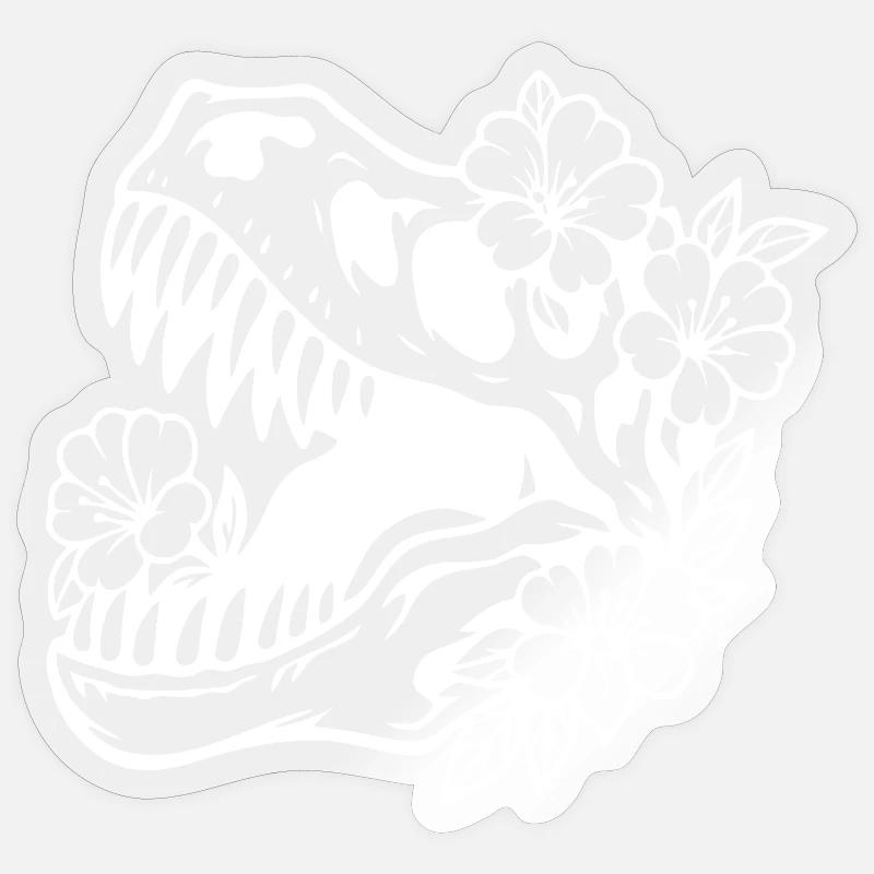 Blumen Dinosaurier Silhouette Design - Sticker Größe S (10 x 10 cm) - Transparent glänzend