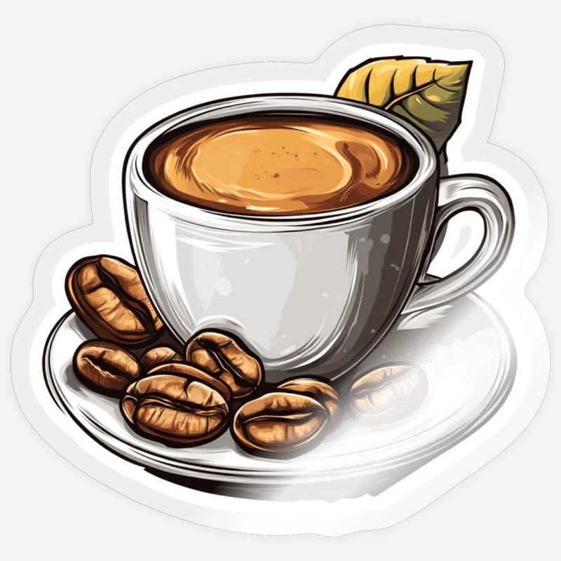 Café - Sticker taille S (10 x 10 cm) - brillant transparent