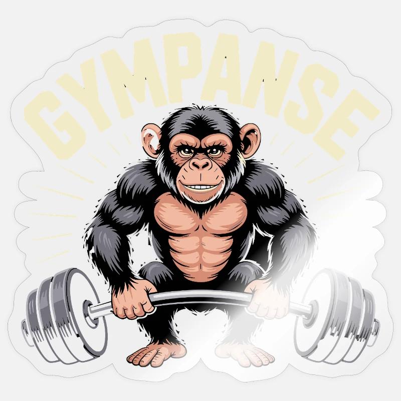 Motif de musculation Gymchimp - Sticker taille S (10 x 10 cm) - brillant transparent