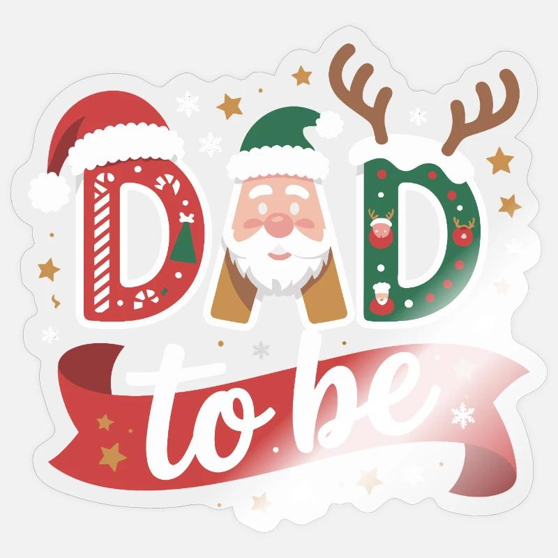 Futur papa Design de Noël - Sticker taille S (10 x 10 cm) - brillant transparent