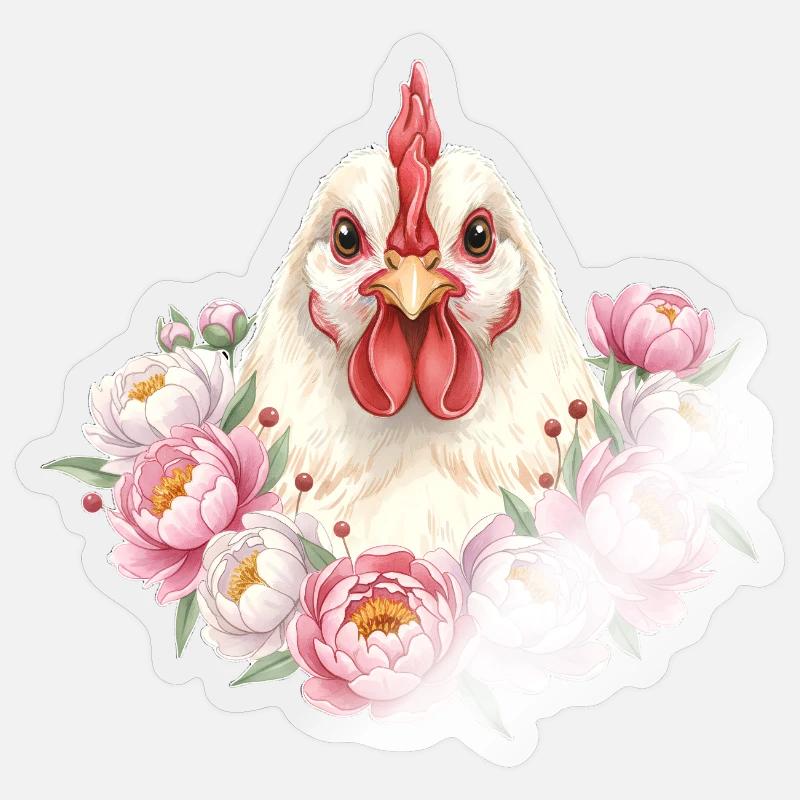 White Chicken Sticker size S (10 x 10 cm)