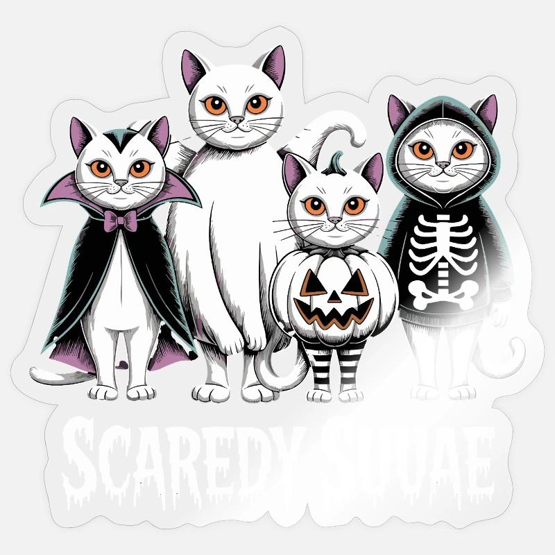 Scaredy Suvae Motif Chats D’Halloween - Sticker taille S (10 x 10 cm) - brillant transparent