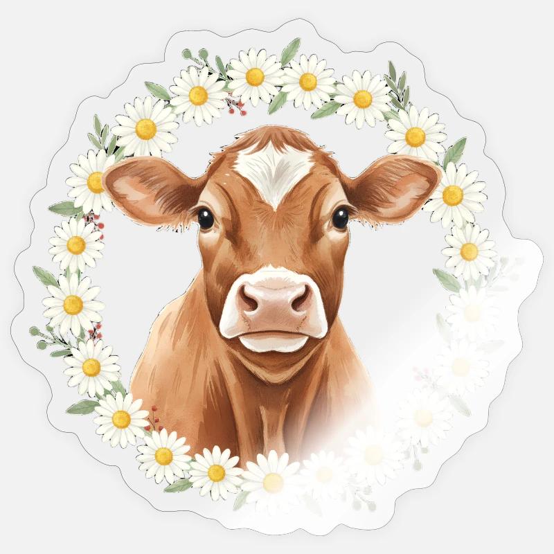Vache brune Sticker taille S (10 x 10 cm)