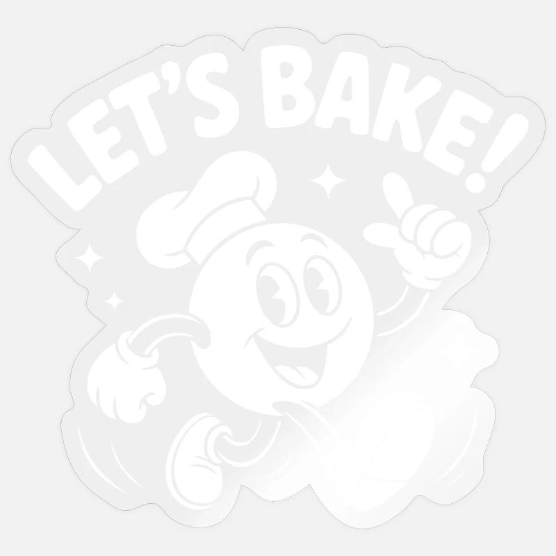 Lets Bake Cartoon Baking Mascot - Sticker size S (10 x 10 cm) - transparent glossy