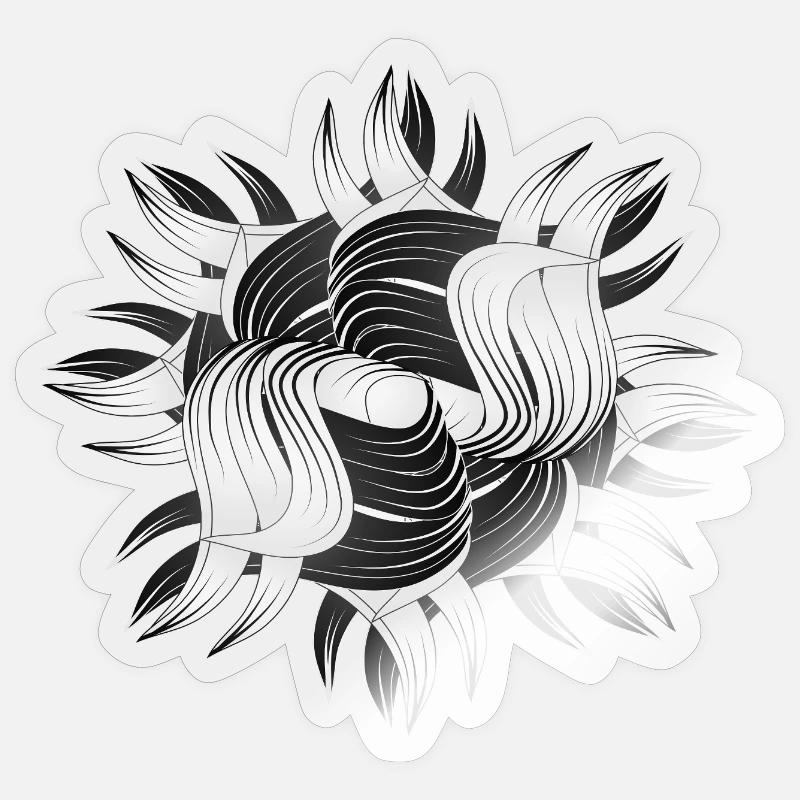Abstrakte Formen – Dynamisches Schwarz-Weiß Design Sticker Größe S (10 x 10 cm)