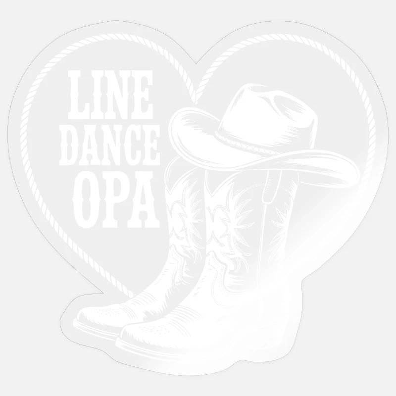 Line Dance OPA Boots Herz - Sticker Größe S (10 x 10 cm) - Transparent glänzend