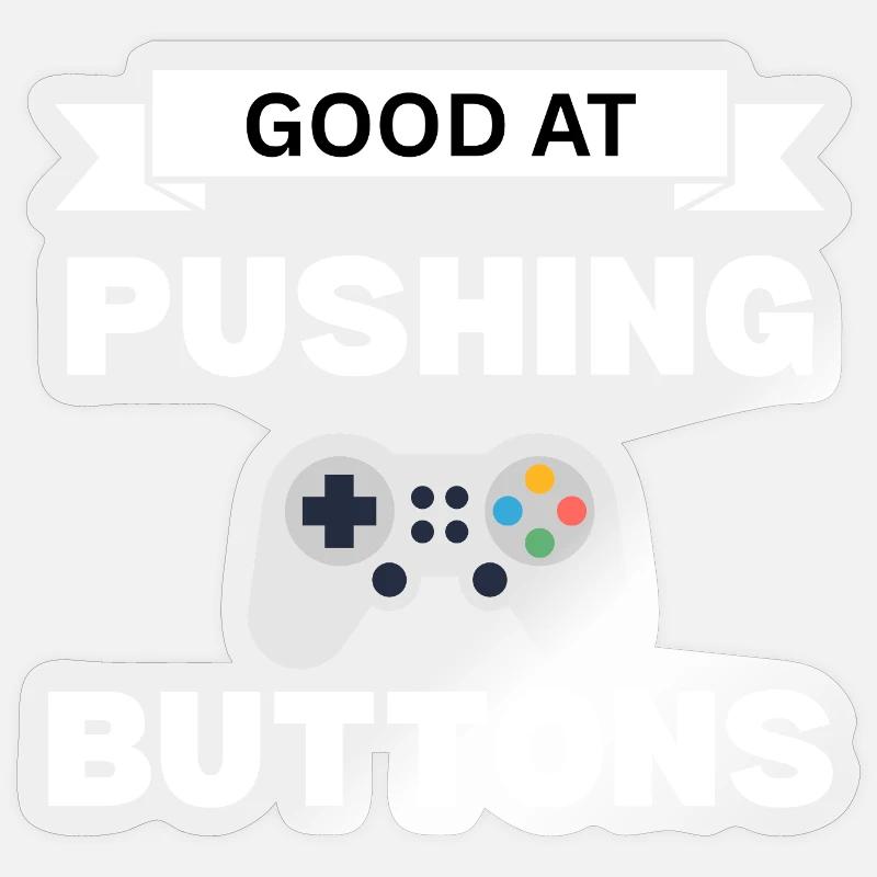 Good button press saying Sticker size S (10 x 10 cm)