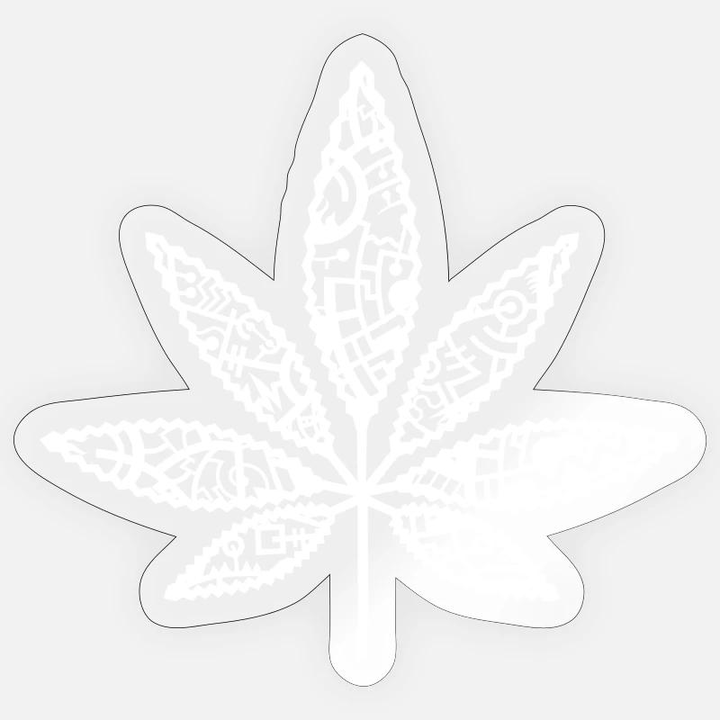 Hanfblatt_weiss Sticker size S (10 x 10 cm)