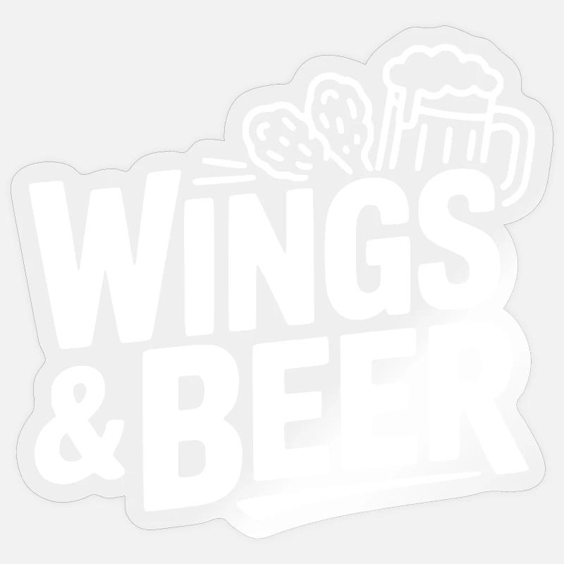 Wings and Beer - Sticker size S (10 x 10 cm) - transparent glossy