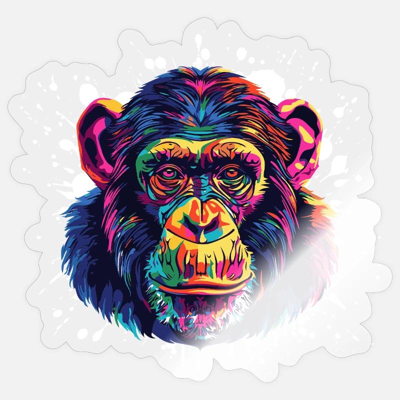 Monkey Portrait Splash - Sticker size S (10 x 10 cm) - transparent glossy