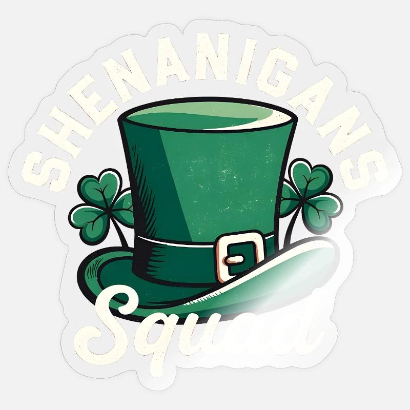 Shenanigans Squad Leprechaun-Hut - Sticker Größe S (10 x 10 cm) - Transparent glänzend