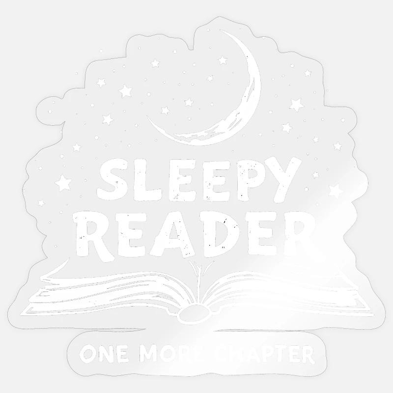 Sleepy Reader One More Chapter Read Sticker size S (10 x 10 cm)