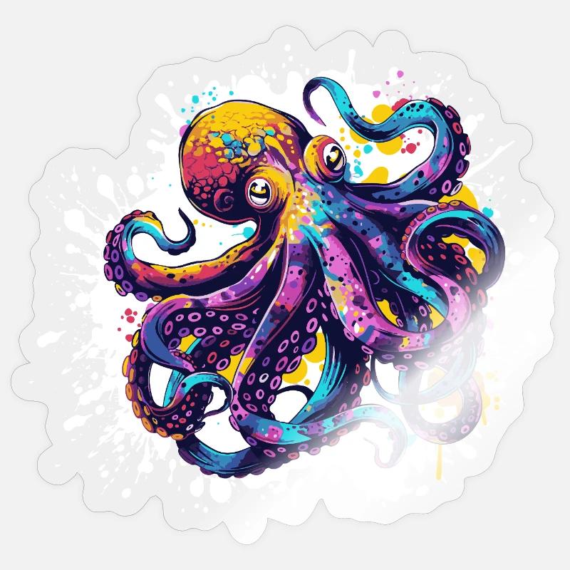 Neon Squid Color Explosion Sticker size S (10 x 10 cm)