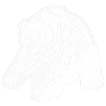 Motif grizzli tribal – Ours sauvage - Sticker taille S (10 x 10 cm) - brillant transparent - Devant