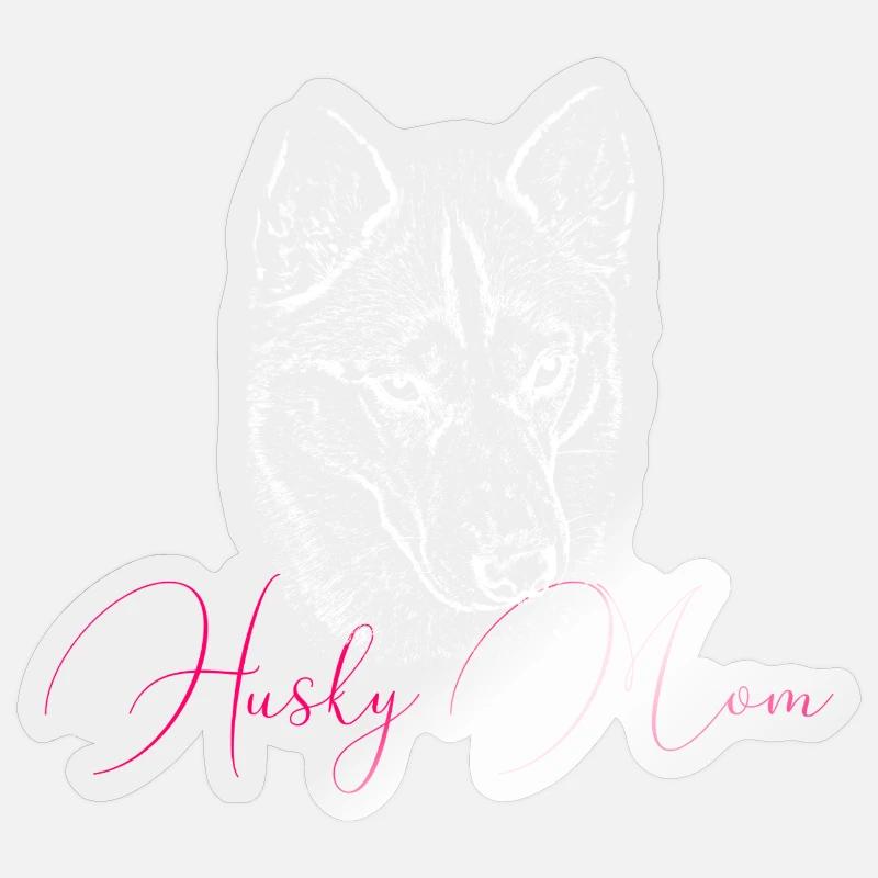Estampe d’art de maman husky Sticker taille S (10 x 10 cm)