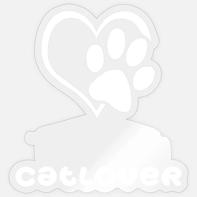 Catlover-white - Sticker size S (10 x 10 cm) - transparent glossy