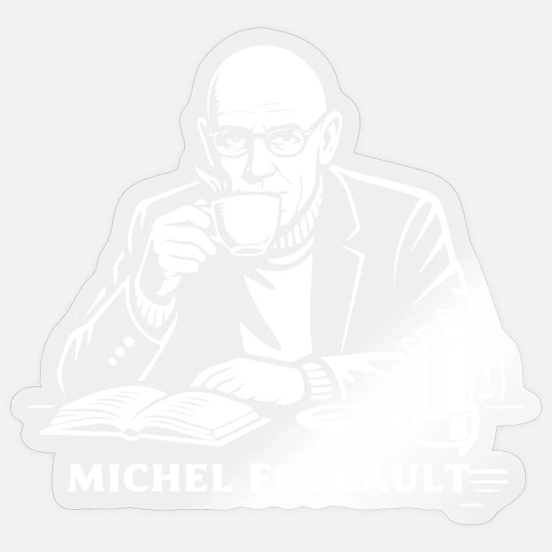 Michel Foucault Philosopher Coffee Break - Sticker size S (10 x 10 cm) - transparent glossy