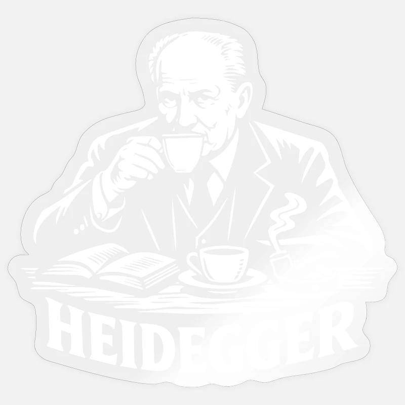 Heidegger Brew Tee - Sticker taille S (10 x 10 cm) - brillant transparent