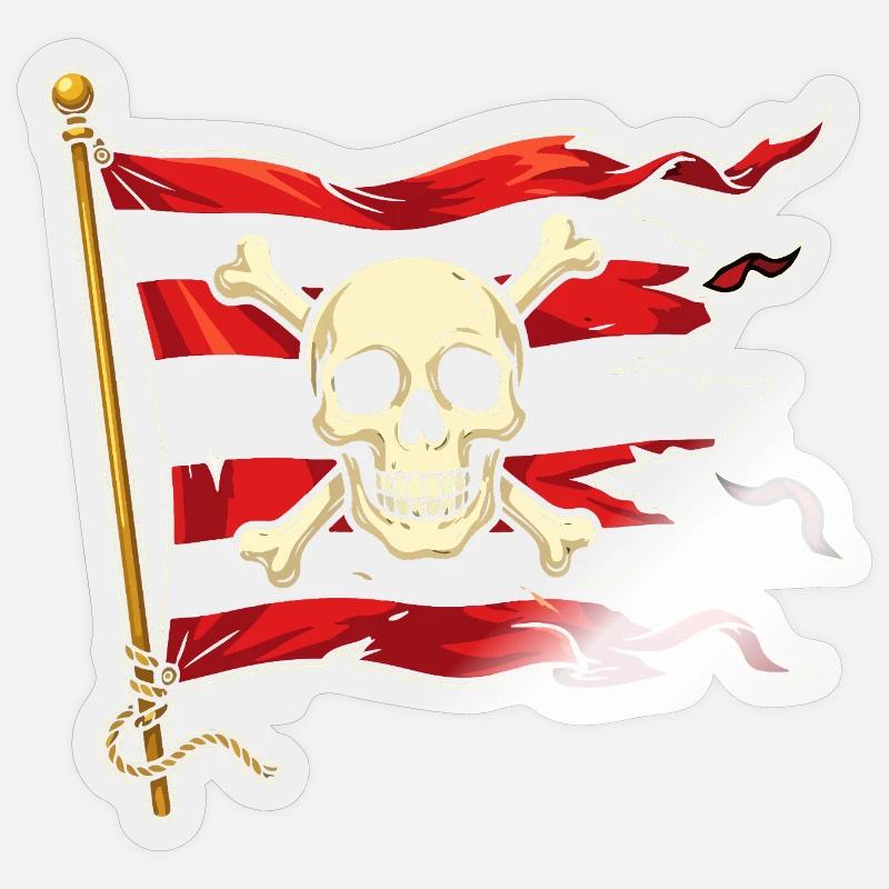 Crâne sur drapeau pirate Sticker taille S (10 x 10 cm)
