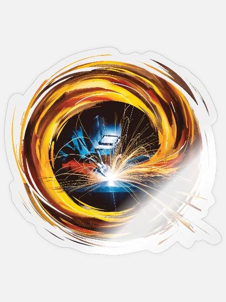 Schweißer, Schweißer, Schweißen, Malerei, Kunstdruck, - Sticker Größe S (10 x 10 cm) - Transparent glänzend
