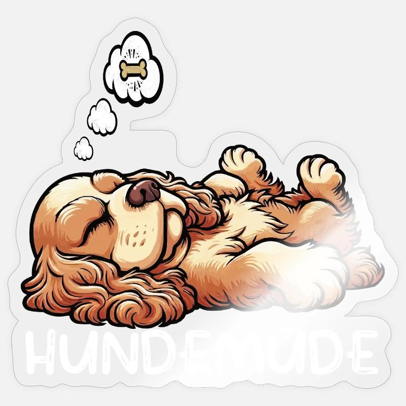 Hundemüde Cocker Spaniel Cockerhund Cockerbesitzer - Sticker Größe S (10 x 10 cm) - Transparent glänzend