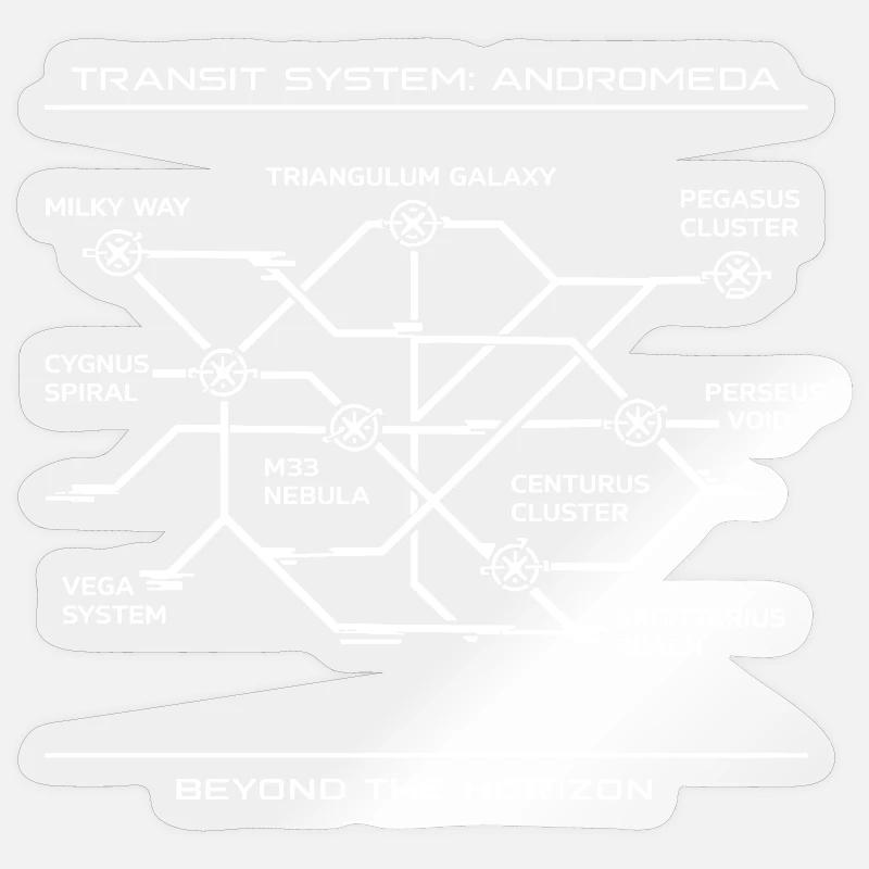 Andromeda Galaktischer Transit-Netzplan - Sticker Größe S (10 x 10 cm) - Transparent glänzend