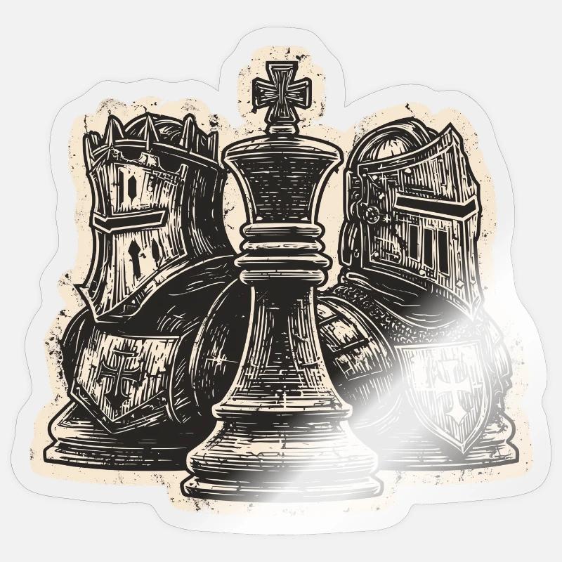 Skakridder Middelalderlige figurer for mænd - Sticker størrelse S (10 x 10 cm) - gennemsigtig blank