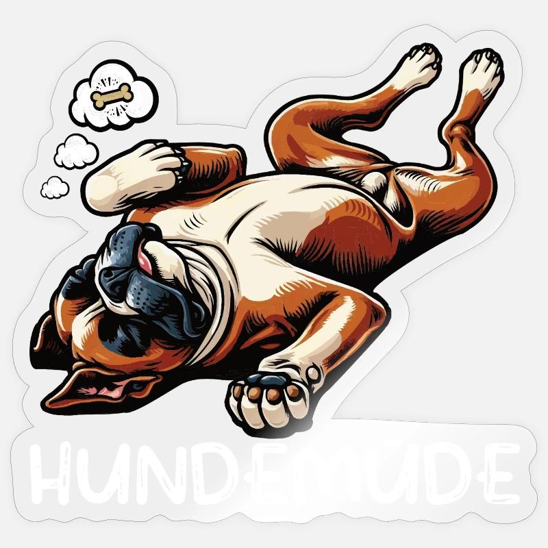 Hundemüde Boxer Boxerhalter Boxerhund Boxerhunde - Sticker Größe S (10 x 10 cm) - Transparent glänzend