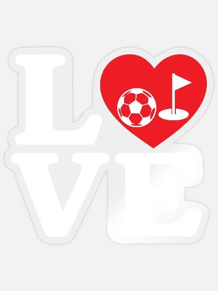 Fußballgolf Liebe Footgolf Herz - Sticker Größe S (10 x 10 cm) - Transparent glänzend