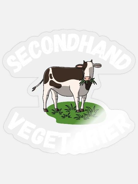 Secondhand Vegetarier Kuh - Sticker Größe S (10 x 10 cm) - Transparent glänzend