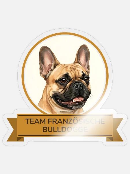 Team Französische Bulldogge - Sticker Größe S (10 x 10 cm) - Transparent glänzend