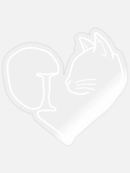 Katzen Herz Tierliebe - Sticker Größe S (10 x 10 cm) - Transparent glänzend