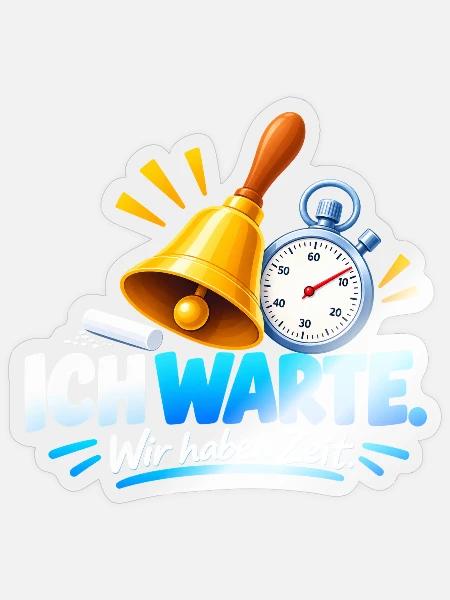 Wartezeit Glockenuhr Design - Sticker Größe S (10 x 10 cm) - Transparent glänzend