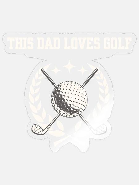 This Dad Loves Golf Golfer Papa - Sticker Größe S (10 x 10 cm) - Transparent glänzend