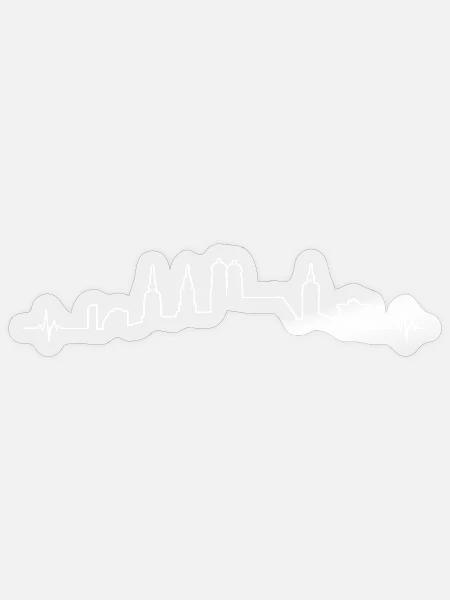 Herz Herzschlag München Bayern Denkmal Silhouette - Sticker Größe S (10 x 10 cm) - Transparent glänzend