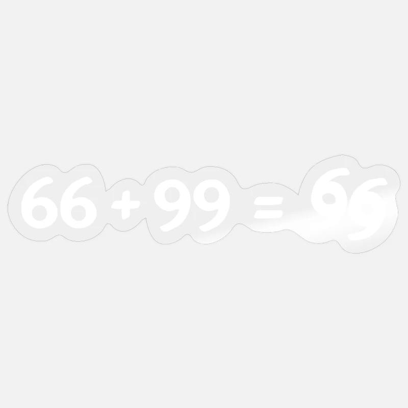 66 + 99 blanc - Sticker taille S (10 x 10 cm) - brillant transparent