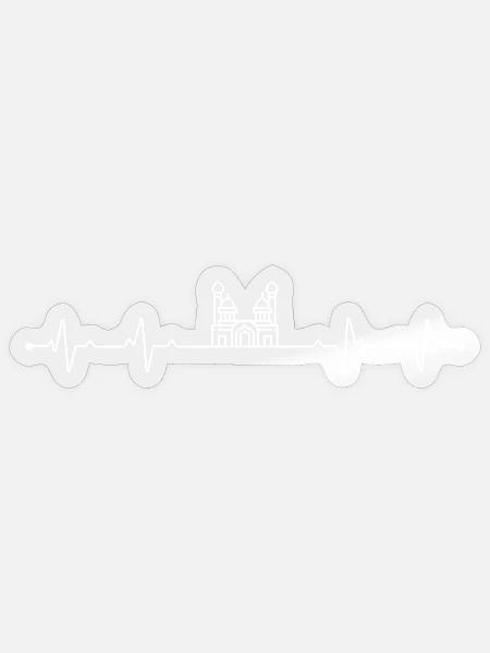 Herzschlag-Wahrzeichen-Moschee - Sticker Größe S (10 x 10 cm) - Transparent glänzend