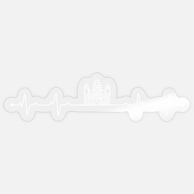 Heartbeat Skyline Silhouette - Sticker taille S (10 x 10 cm) - brillant transparent