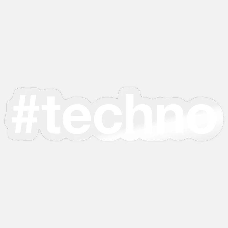 TECHNO Hashtag - Sticker Größe S (10 x 10 cm) - Transparent glänzend