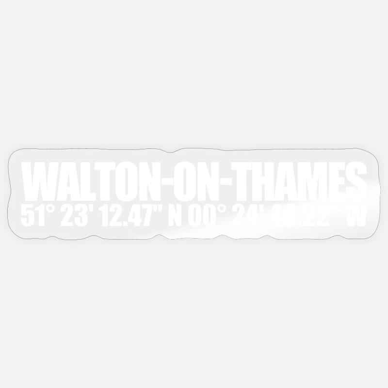 Coordonnées de Walton-on-Thames - Sticker taille S (10 x 10 cm) - brillant transparent