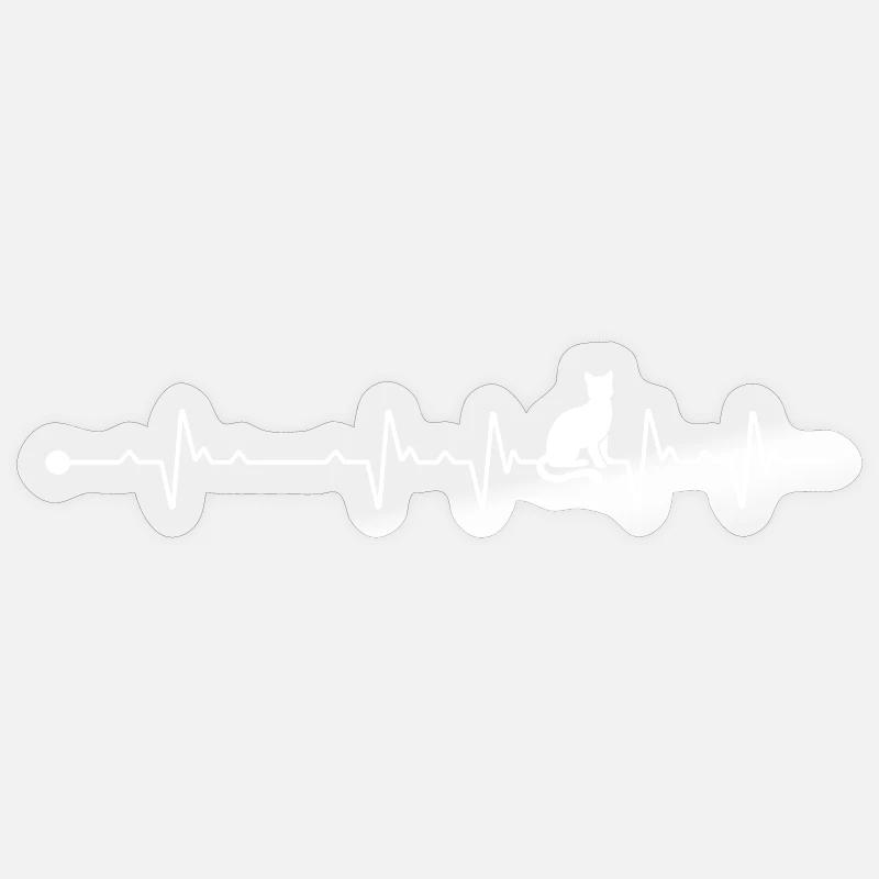 Cat on Pulse Line - Sticker size S (10 x 10 cm) - transparent glossy